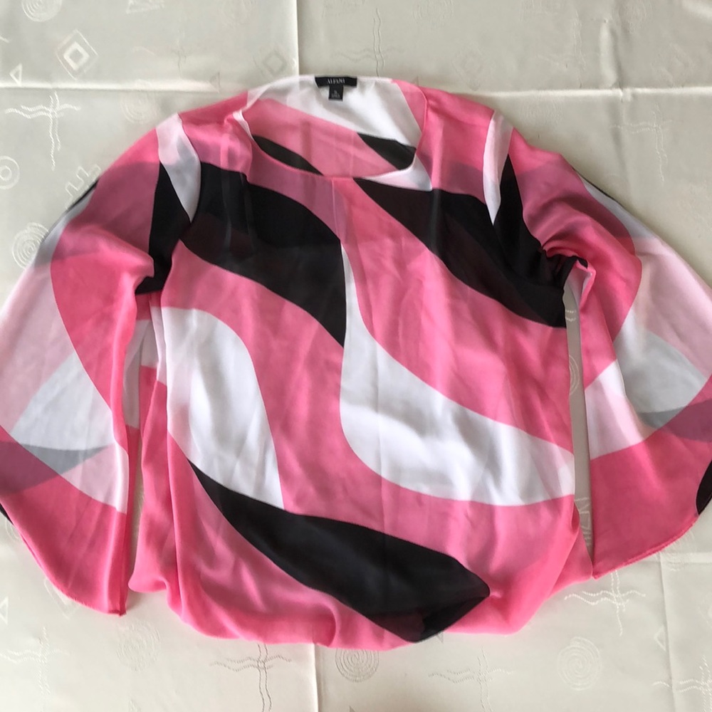 Sheer blouse over attached camisole Petite Large